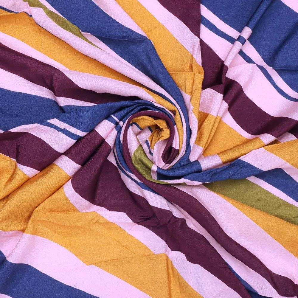Beautiful Waving Colourful Digital Printed Fabric - Pure Muslin